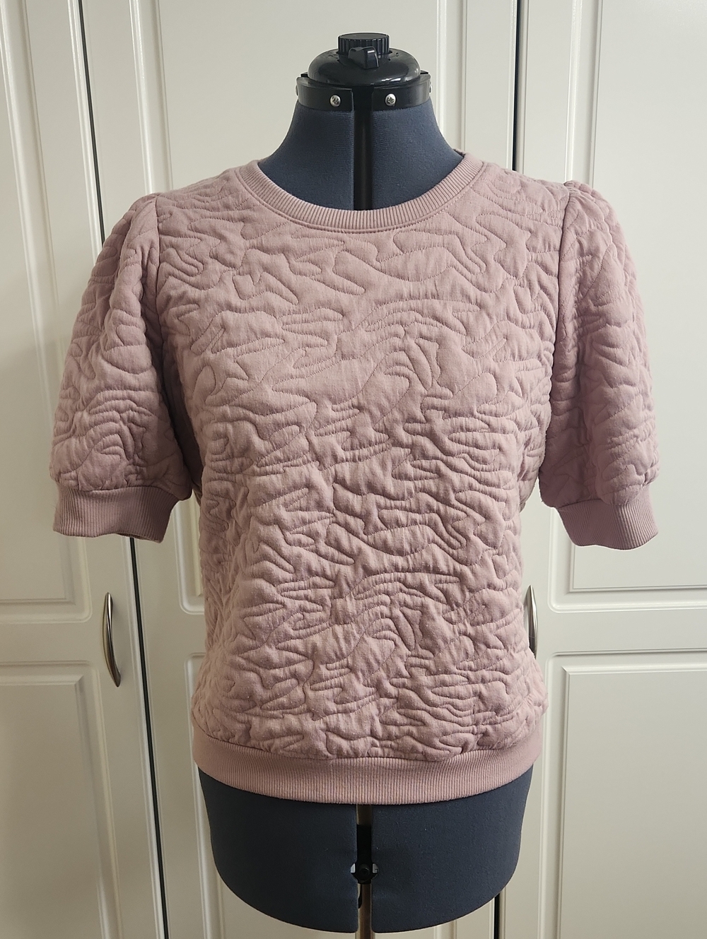 Nine West Women’s Quilted Short-Sleeve Top - Dusty Mauve In Large